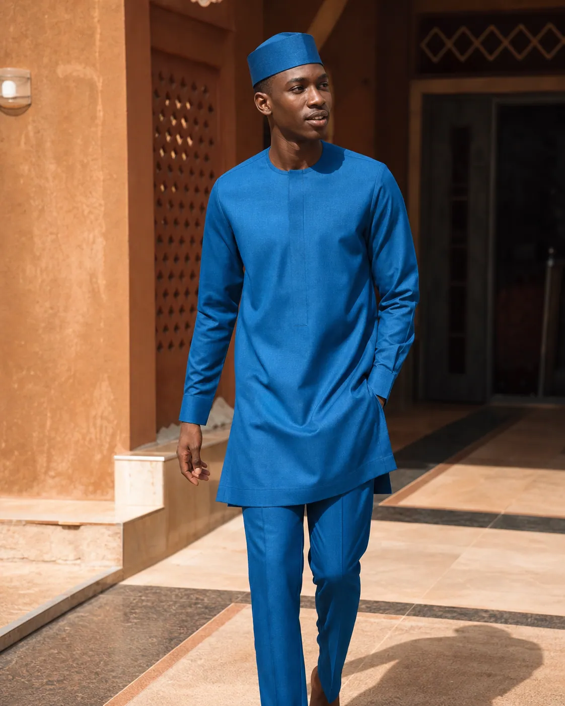Royal Blue Silky colour-matched Nigerian traditional look