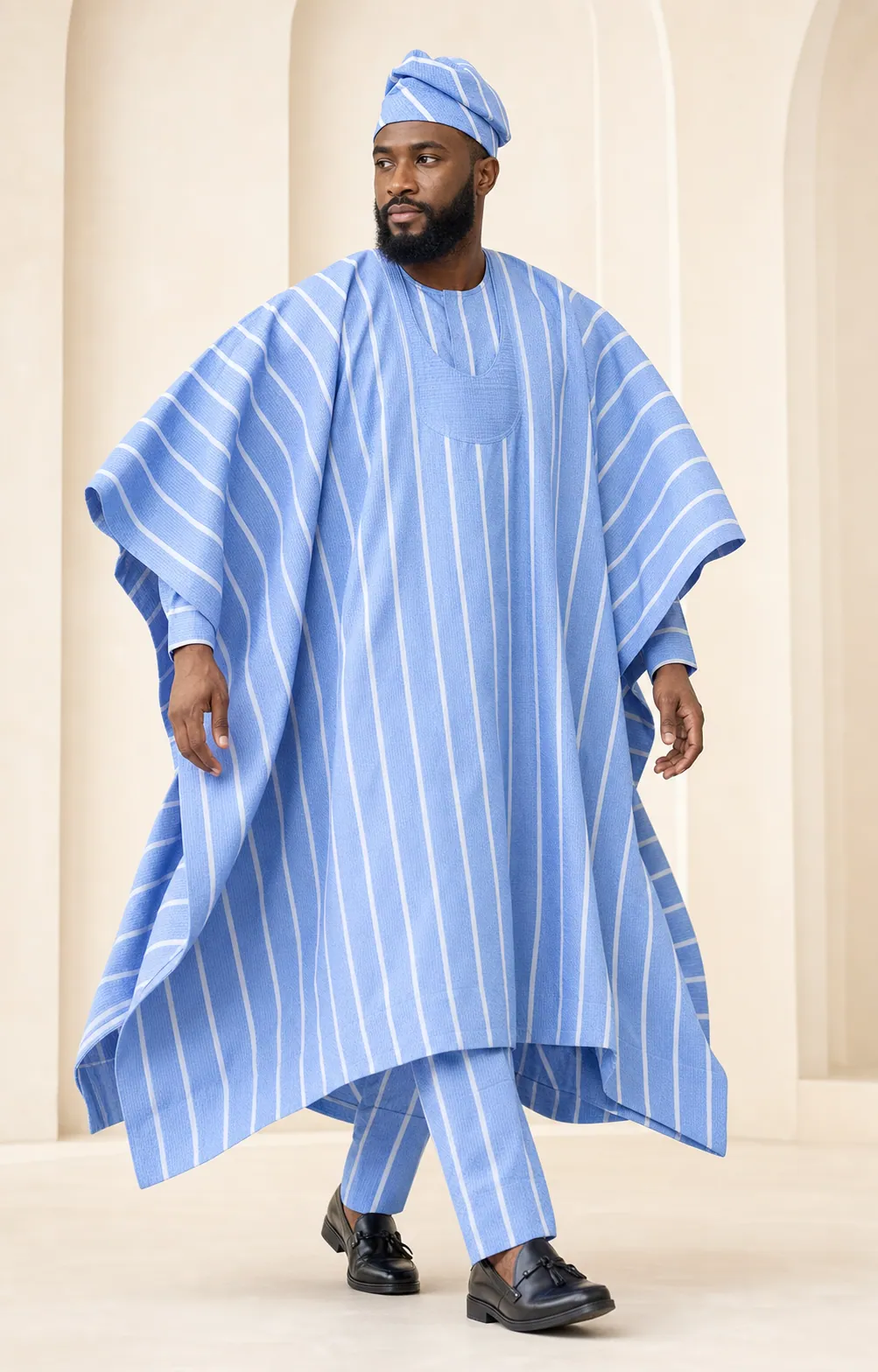 Sky Symphony colour-matched Nigerian traditional look