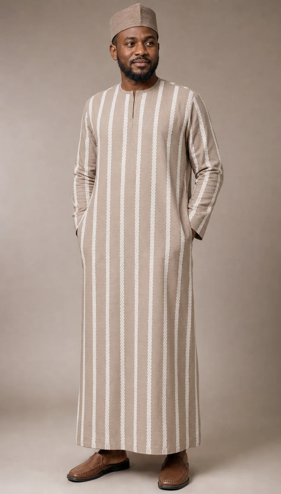 Taupe Symphony colour-matched Nigerian traditional look